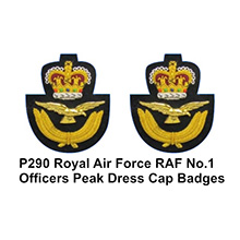 1:6 Scale British Royal Air Force No.1 Officer Peak Dress Cap Badges